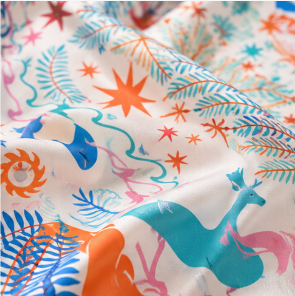 Pañuelo de Seda “Zodiaco Chino” · 100% Seda de Morera · 70 × 70 cm