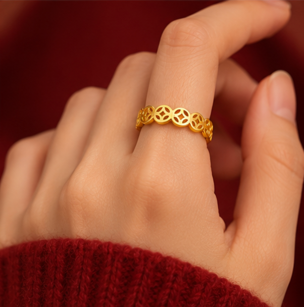 Anillo Moneda de la Fortuna · Plata 925 bañada en oro