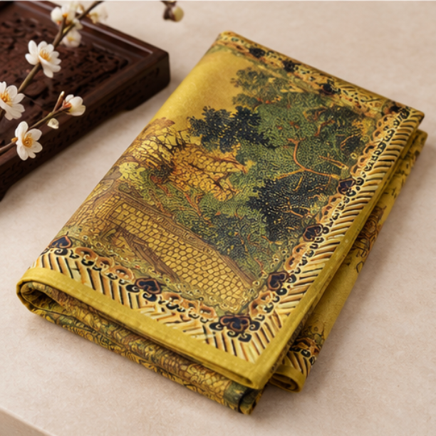 “Qingming Shanghe Tu” Reversible Scarf · Polyester · 180 × 70 cm
