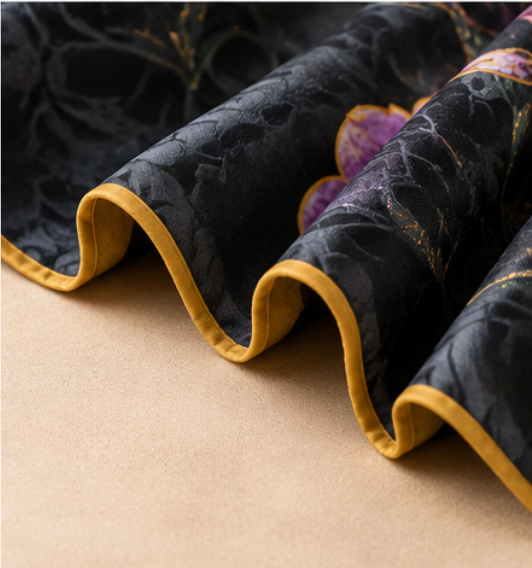 “Night Lotus” Reversible Scarf · Polyester · 180 × 70 cm