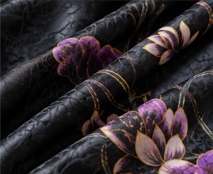 “Night Lotus” Reversible Scarf · Polyester · 180 × 70 cm