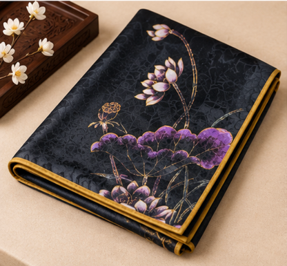“Night Lotus” Reversible Scarf · Polyester · 180 × 70 cm