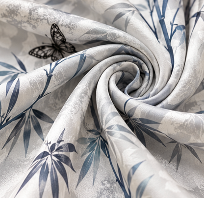 “Bamboo and Butterflies” Reversible Scarf · Polyester · 180 × 70 cm