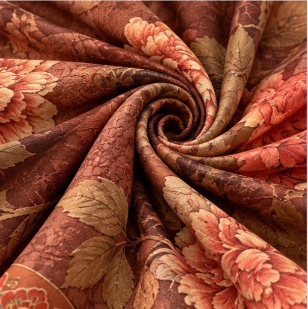 Foulard réversible « Pivoines d'automne » · Polyester · 180 × 70 cm