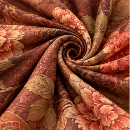 Foulard réversible « Pivoines d'automne » · Polyester · 180 × 70 cm