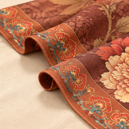 Foulard réversible « Pivoines d'automne » · Polyester · 180 × 70 cm