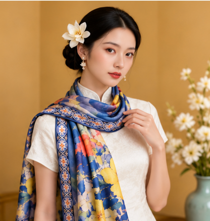 "Butterfly Garden" Reversible Scarf · Polyester · 180 × 70 cm