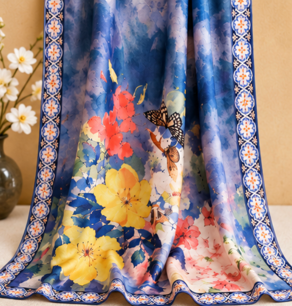 "Butterfly Garden" Reversible Scarf · Polyester · 180 × 70 cm