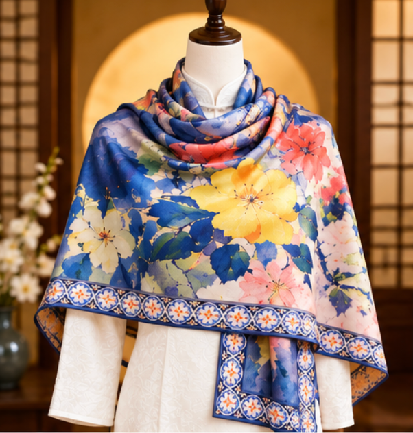 "Butterfly Garden" Reversible Scarf · Polyester · 180 × 70 cm