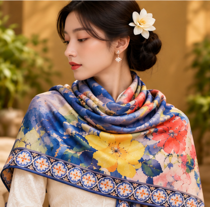 "Butterfly Garden" Reversible Scarf · Polyester · 180 × 70 cm