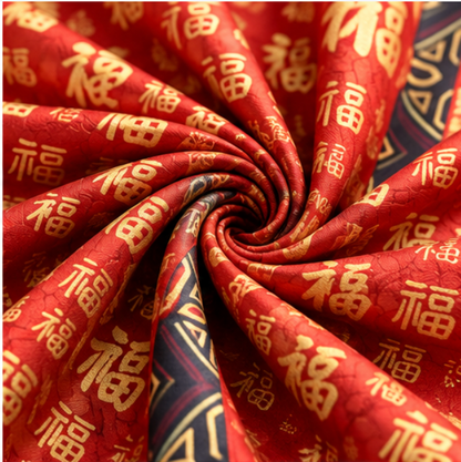 Pañuelo Reversible “福 · Caballo Auspicioso” · Poliéster · 180 × 70 cm
