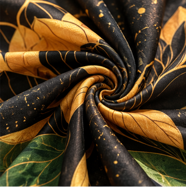 Pañuelo Reversible “Loto Dorado” · Poliéster · 180 × 70 cm