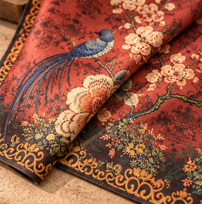 “Joy on the Branches 喜上眉梢” Reversible Scarf · Polyester · 180 × 70 cm