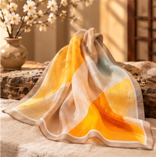 Foulard in seta “Luce di Primavera” · 100% Seta di gelso · 70 × 70 cm