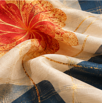 Foulard en soie « Fleur Cramoisie » · 100 % soie de mûrier · 70 × 70 cm