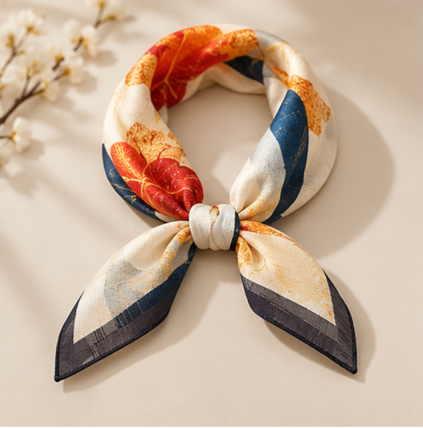 Foulard en soie « Fleur Cramoisie » · 100 % soie de mûrier · 70 × 70 cm