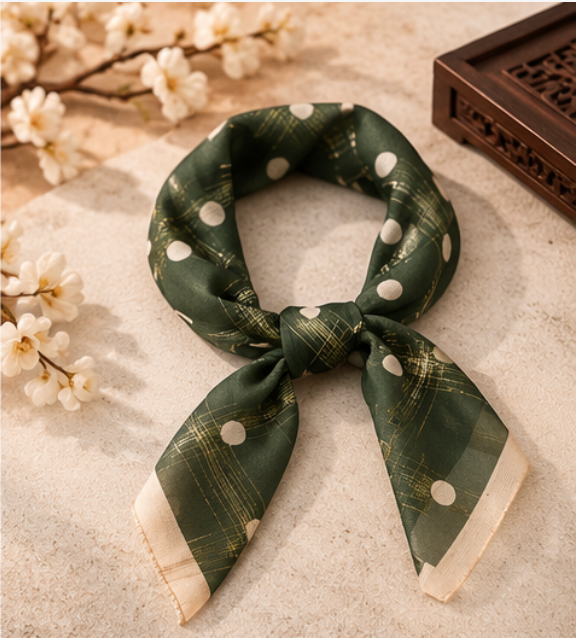 Foulard en soie « Vert Impérial » · 100 % soie de mûrier · 70 × 70 cm