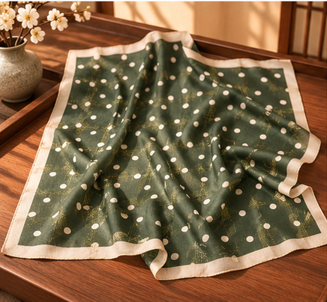Foulard en soie « Vert Impérial » · 100 % soie de mûrier · 70 × 70 cm