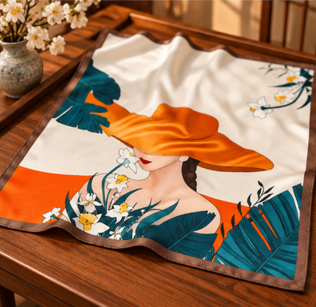 Pañuelo de Seda “Dama de Verano” · 100% Seda de Morera · 70 × 70 cm