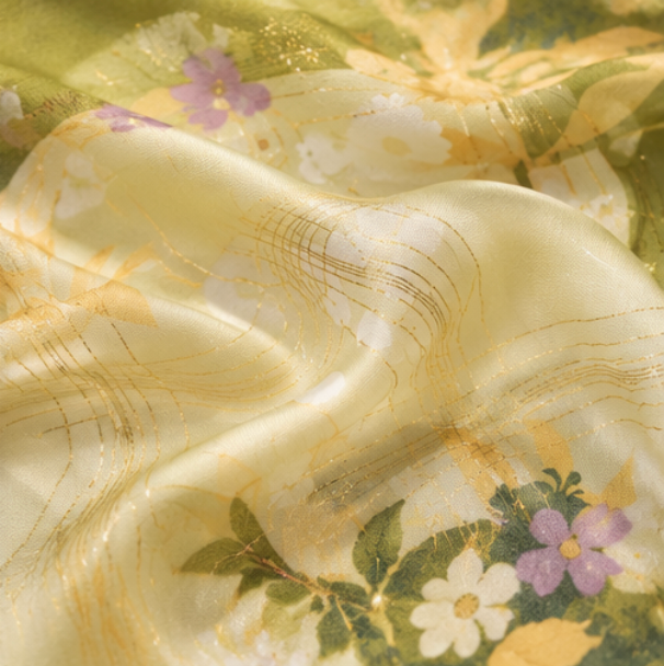 Pañuelo de Seda “Jardín de Olivo” · 100% Seda de Morera · 70 × 70 cm