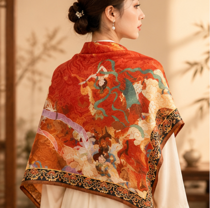 “Nine-Colored Deer” Reversible Scarf · Polyester · 180 × 70 cm