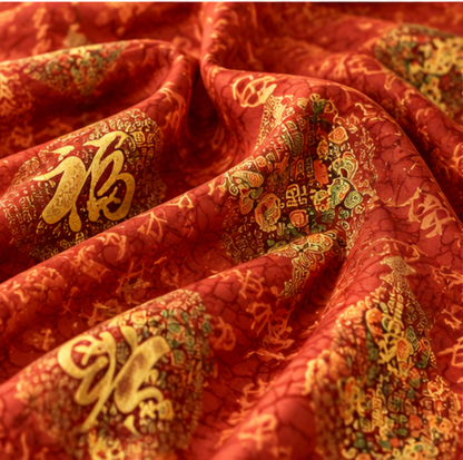 “One Hundred Blessings 百福” Reversible Scarf · Polyester · 180 × 70 cm