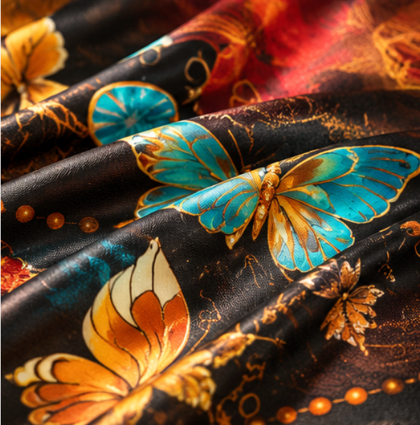Pañuelo de Seda “Mariposas de Medianoche” · 100% Seda de Morera · 135 × 135 cm