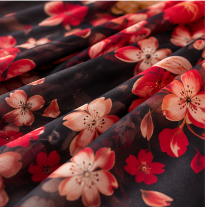 Pañuelo de Seda “Flores de Prosperidad” · 100% Seda de Morera · 135 × 135 cm