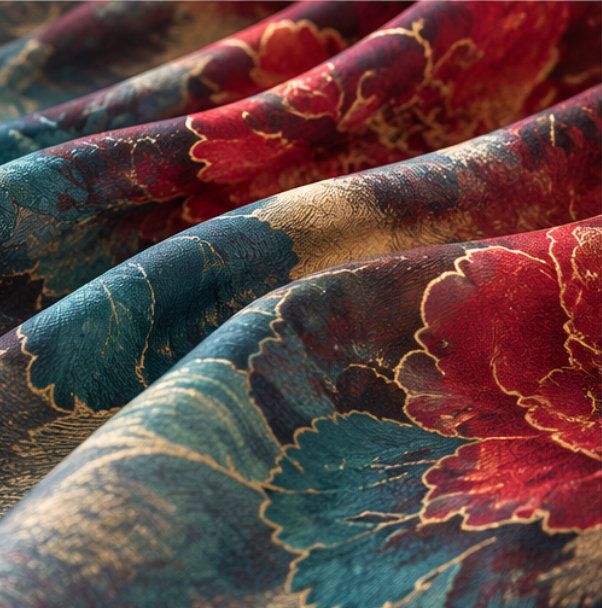 Pañuelo de Seda “Peonía Imperial” · 100% Seda de Morera · 135 × 135 cm