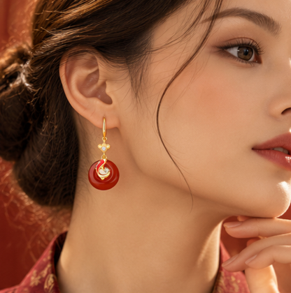 Pendientes Koi de Ágata Roja · Plata 925 bañada en oro
