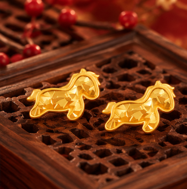 Pendientes Caballo “Éxito” · Plata 925 bañada en oro