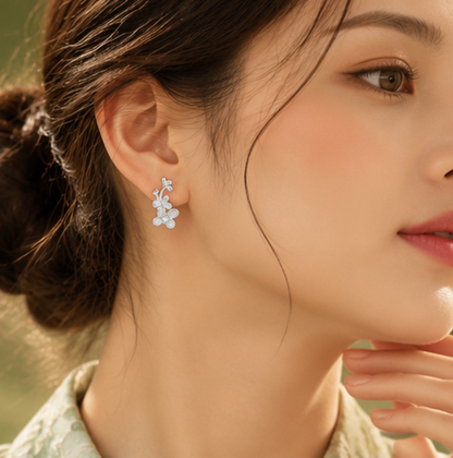 Pendientes Flor Oriental · Plata 925
