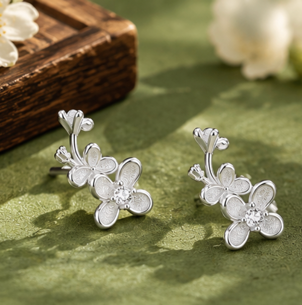 Pendientes Flor Oriental · Plata 925