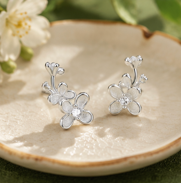 Pendientes Flor Oriental · Plata 925