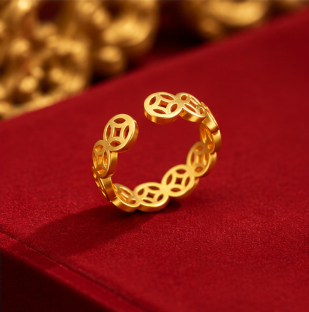 Anillo Moneda de la Fortuna · Plata 925 bañada en oro