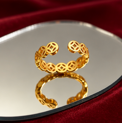 Anillo Moneda de la Fortuna · Plata 925 bañada en oro