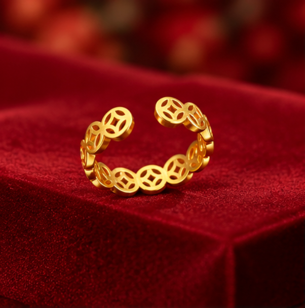 Anillo Moneda de la Fortuna · Plata 925 bañada en oro