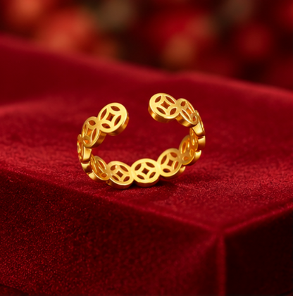 Anillo Moneda de la Fortuna · Plata 925 bañada en oro