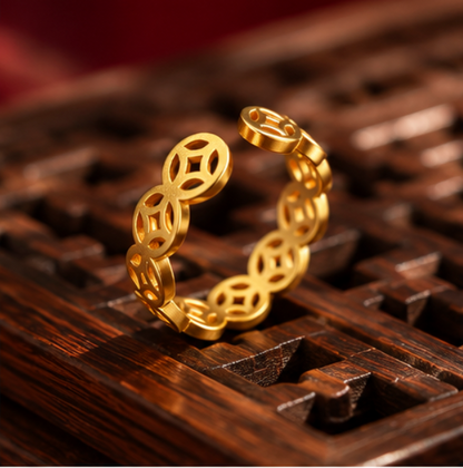 Anillo Moneda de la Fortuna · Plata 925 bañada en oro