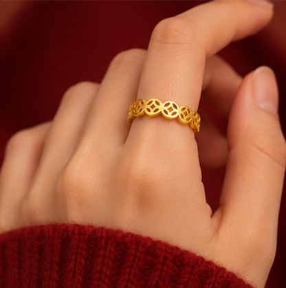 Anillo Moneda de la Fortuna · Plata 925 bañada en oro