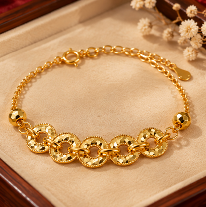 Wu Di Qian Five Emperor Coins Bracelet · 925 Sterling Silver gold-plated