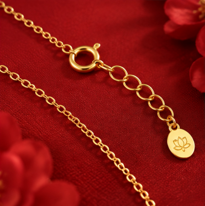 Collar de Jade de Hetian con Motivo Ruyi · Plata 925 bañada en oro