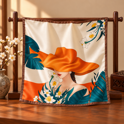 Pañuelo de Seda “Dama de Verano” · 100% Seda de Morera · 70 × 70 cm
